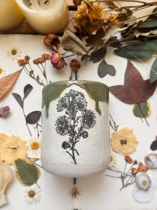 Large Green Floral Tumbler
